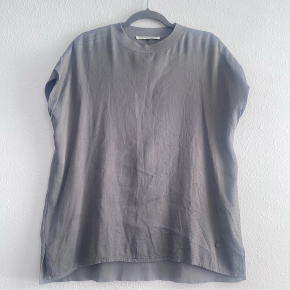 Adolfo Dominguez Tops - Adolfo Dominguez Satin Front Knit Back Top Blouse Size S Gray